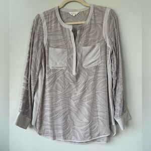 Rebecca Taylor Liger Clip Illusion Silk Sheer Blouse - Size 6